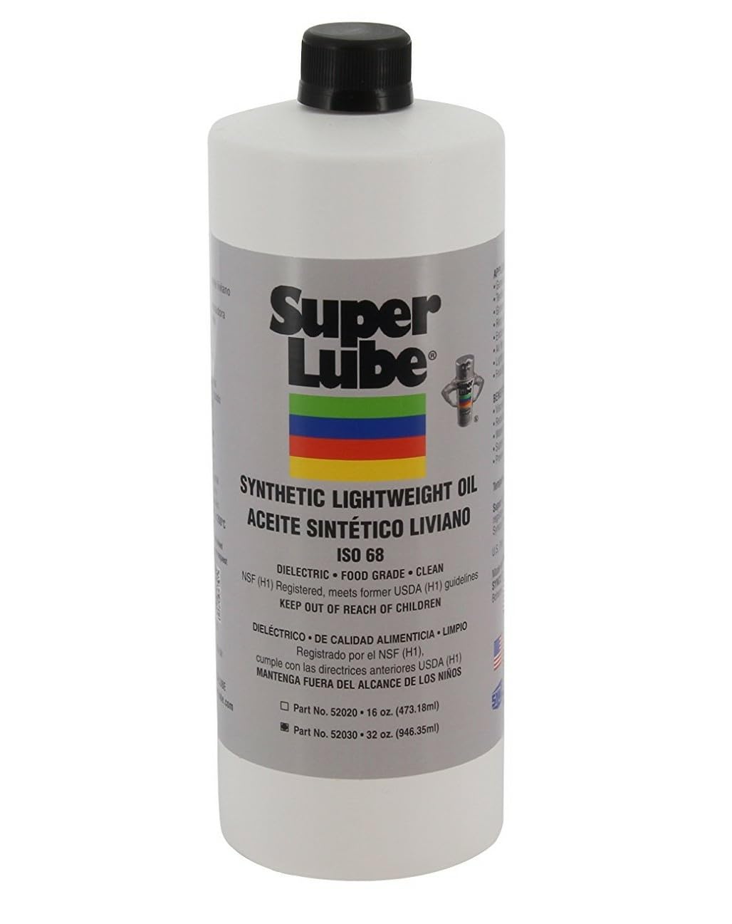 Super Lube Synthetic Lightweight Oil - for Machine, Chain & Lab Equipment - NSF Food Grade H1 Lubricant - Waterproof Friction-Reducing Rust Inhibitor - Bottle - 1 qt (52030)
