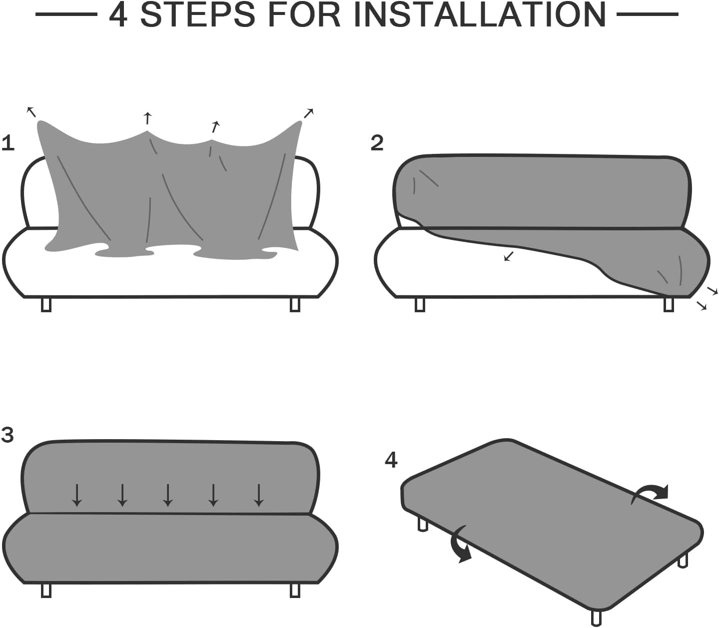 Lydevo Copridivano 3 Posti Senza Braccioli Elasticizzato Universale, Copridivano Letto Pieghevole Clic Clac Lavabile Rimovibile Estraibile, Fodera per Divano Futon per Soggiorno Casa,Grigio Blu