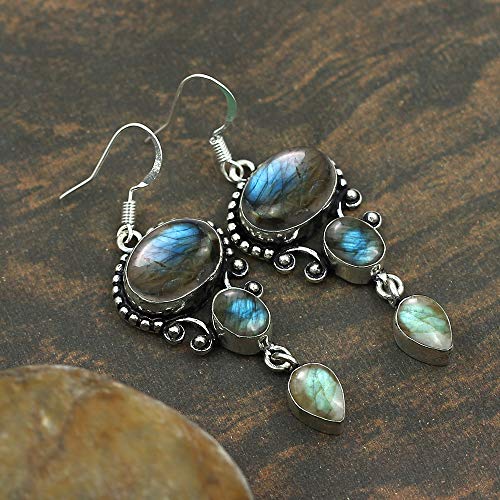 Natural Gemstones Dangle Earrings for Women - 925 Silver Plated Lightweight Dangle & Drop Handmade Jewelry Earrings - Gifts for Mother's Day, Anniversary, Christmas, Valentine's Day3