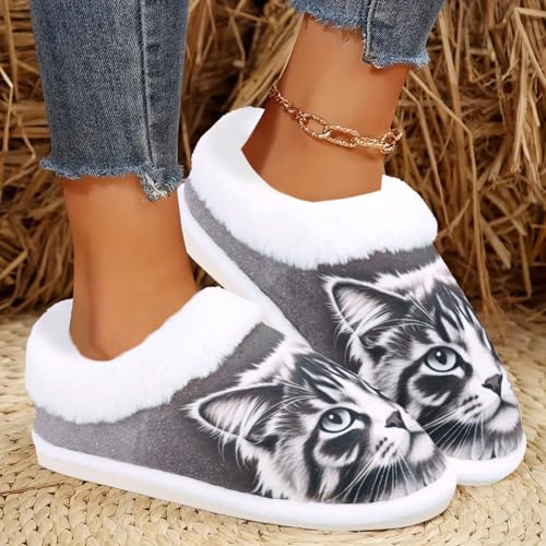 Slippers for Women Cat Memory Foam House Slippers Comfy Non-slip Bedroom Shoes for Indoor Outdoor 6