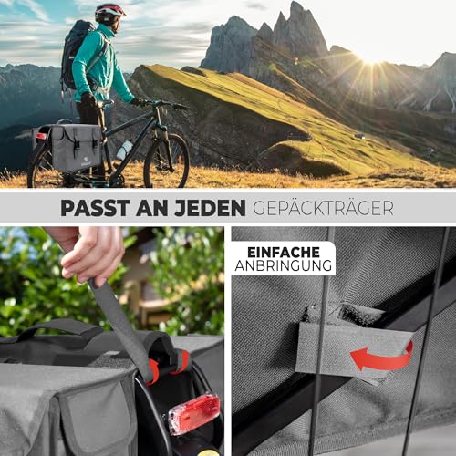 RADGEIST Doppeltasche für Gepäckträger I Fahrradtasche doppelt I Gepäckträgertasche Doppeltasche für Fahrrad 30L