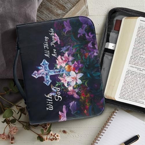 Bible Cover Bag for Women Girls PU Leather Bible Handbag with Handle Portable Tote Bag for Bible Study Supplies4