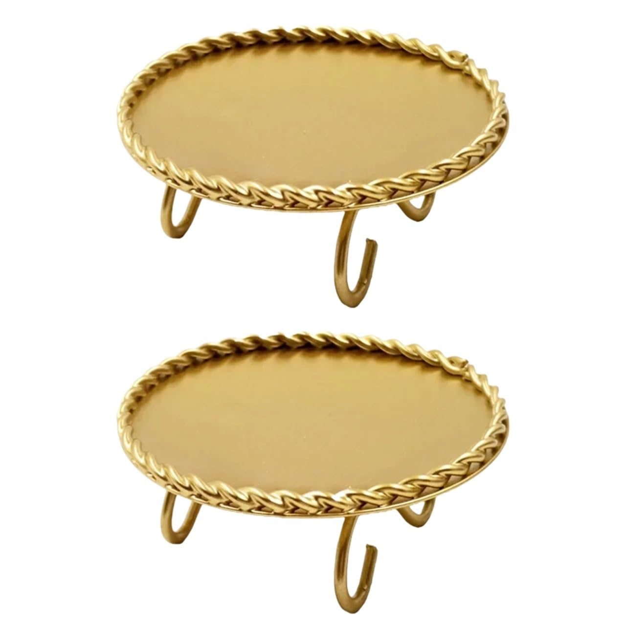 Iron Candle Holders 2pcs Pillar Plate Candle Holder Wedding Centerpiece Versatile Holders For Events Home Decor(Gold)