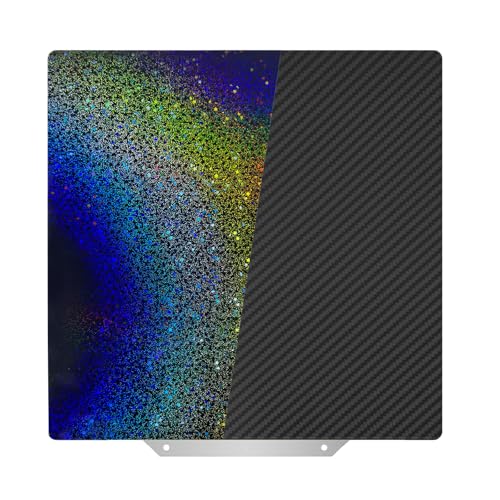 Nssnlur Rainbow PEY + Carbon Fiber PET Plaque d'impression 330 x 330 mm, lisse holographique PEY PET Spring Steel Lit d'impression pour QIDI X-max 3 pour Elegoo Neptune...