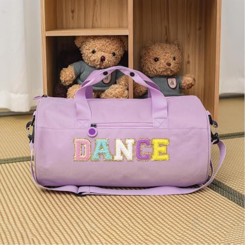 Dance Ballet Bag Gym Duffle Bags Overnight Travel Bags Fun Dance Workout Duffel Bag Toddler Cute Bag for Dancers (PURPLE)2