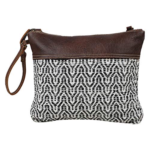 Myra Bag Bolsa tiracolo Mix n' Match Upcycled Canvas & Leather S-1578, Marrom, 11.5 x 0.75 x 10 inches