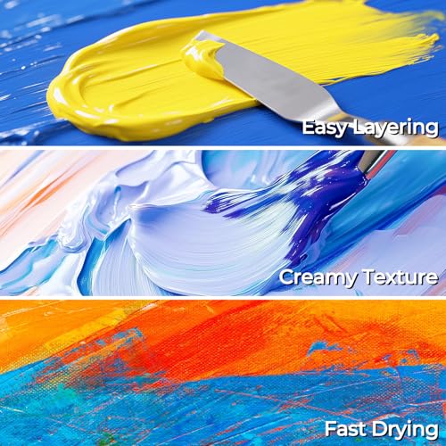 Image of Nicpro 8 Colors Large Bulk Acrylic Paint Set(16.9 oz), Rich Pigments