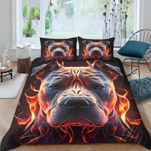 Housse de couette pitbull 3D hypoallergénique contre allergies