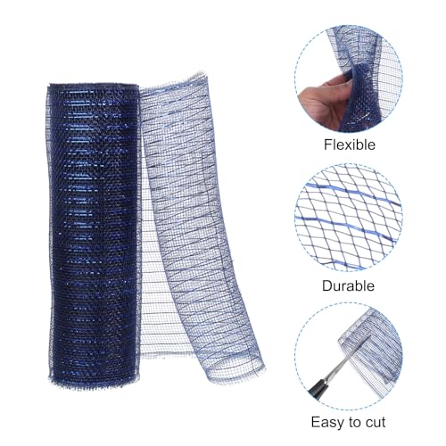 PATIKIL 1pcs Deco-Mesh, 10 Inch x 10 Yard Deco-Mesh Ribbon Roll Foil Metallic for Christmas Tree Wreaths Decoration,Navy Blue - Image 3
