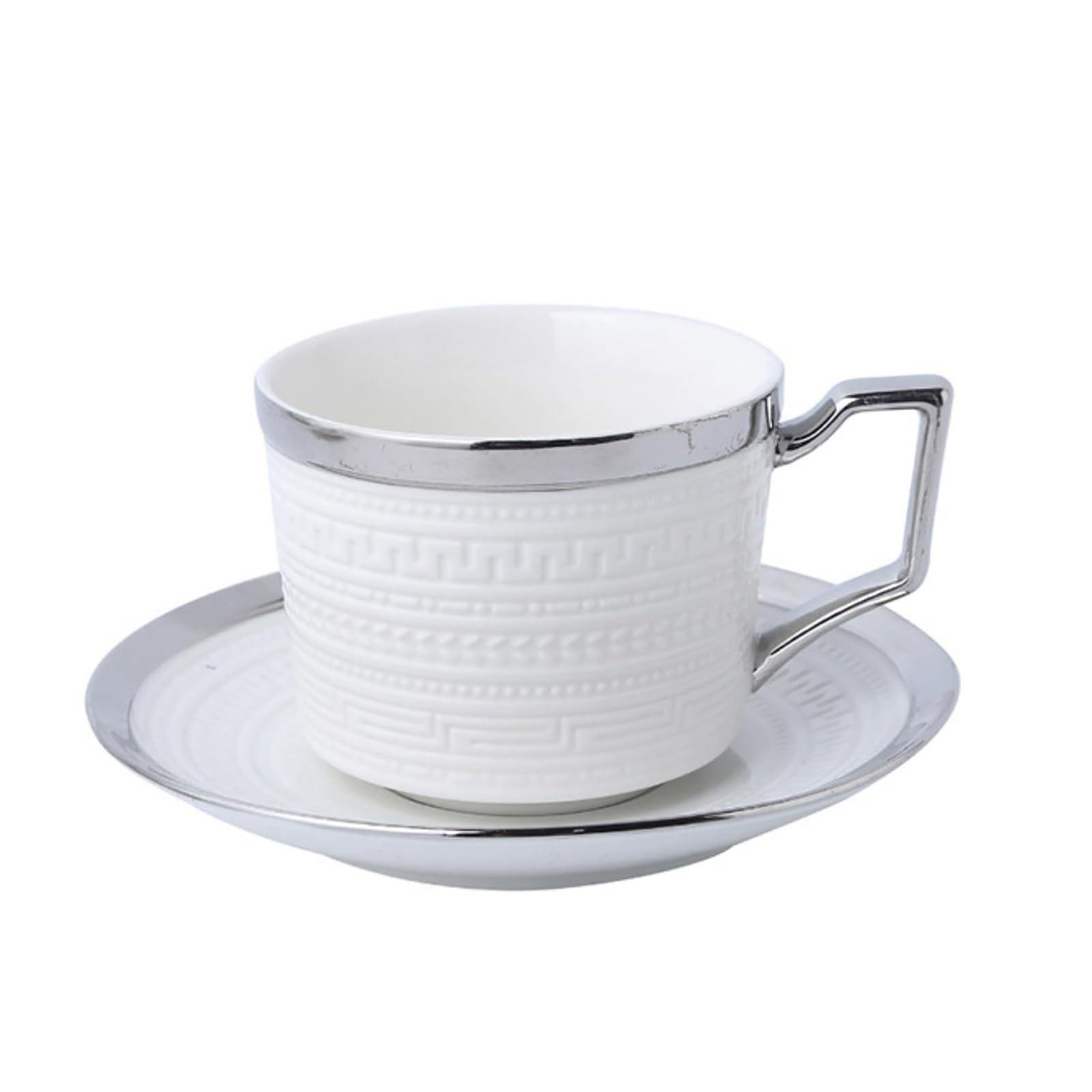 Juego de Taza de café Europea, Taza y platillo de Porcelana Fina, Juego de Taza y Plato de café de cerámica Minimalista de 230 ml/8 oz con Borde y asa Dorados Europeos.