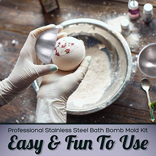 Stainless Steel Bath Bomb Molds Professional Set Of 3 Sizes. Heavy Duty Metal, Dent And Rust Proof By Healthy Home Helper.