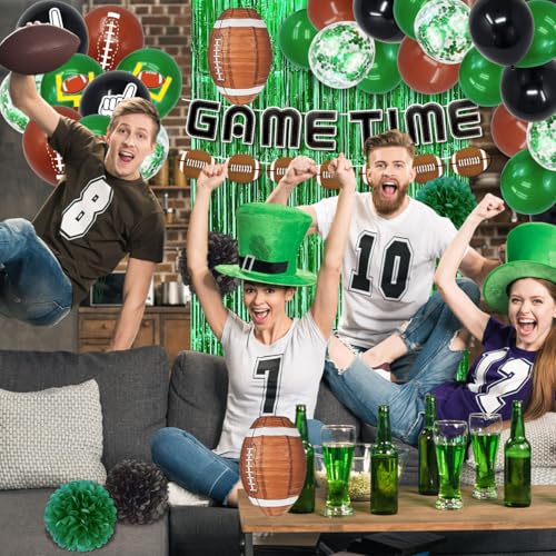Football Party Decorations Kit Include Game Time Football Banner Paper Pom Poms Lantern Balloons for Football Gameday Tailgate Birthday Party Supplies - Image 5