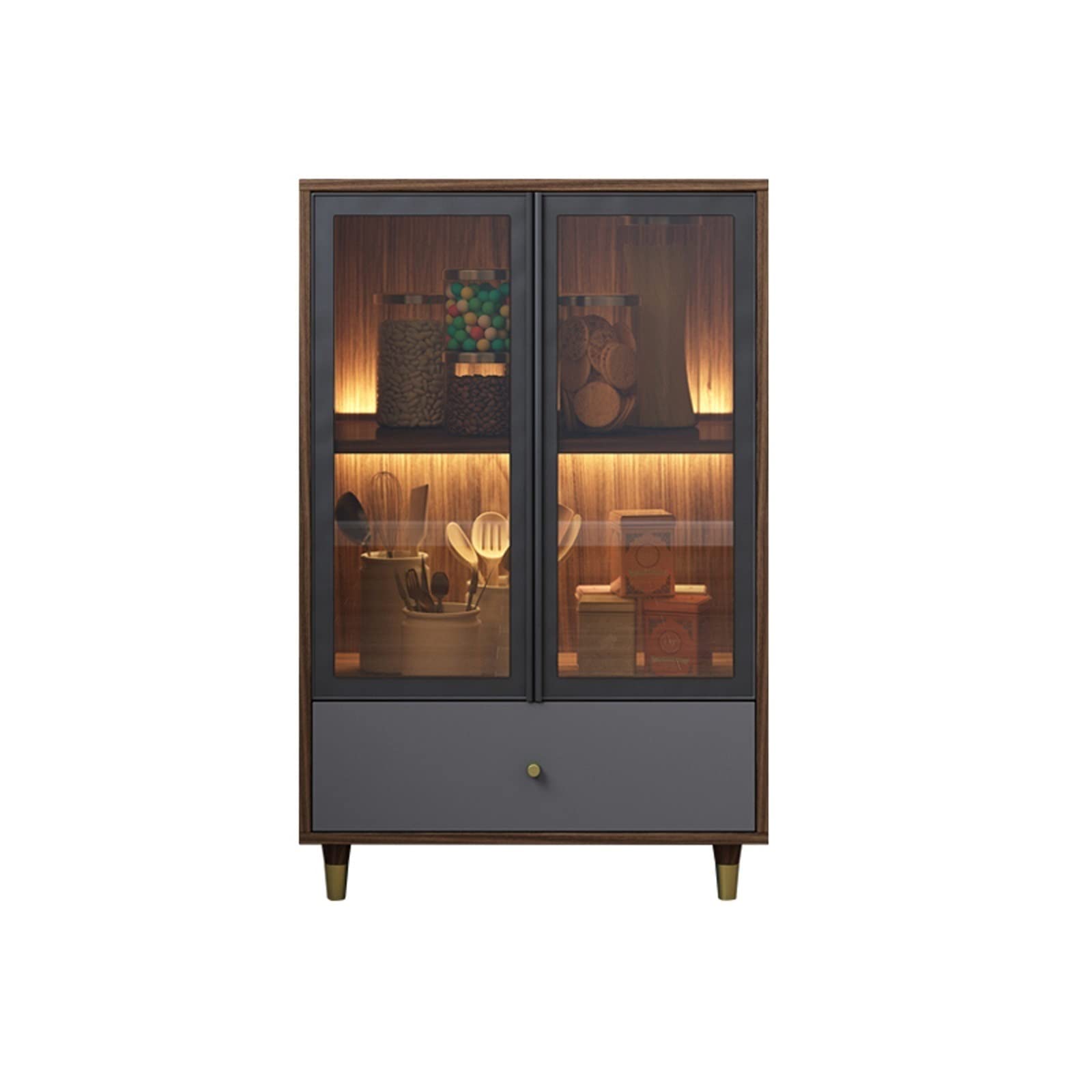 Wine Cabinet Modern Wine Cabinet, Home Bar Kitchen Sideboard, Wine Cabinet with Glass Doors and Drawers, High End Wine Cabinet Liquor Cabinet Bar for Home(Medium)