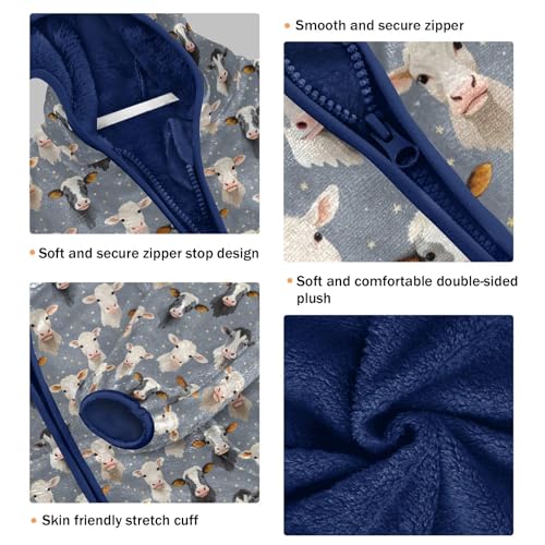 Cute Cow Boys Fleece Coat,Children's Zip-Up Hoodie Jacket,Baby Warm Fashion Outerwear 3-10T,A1133133