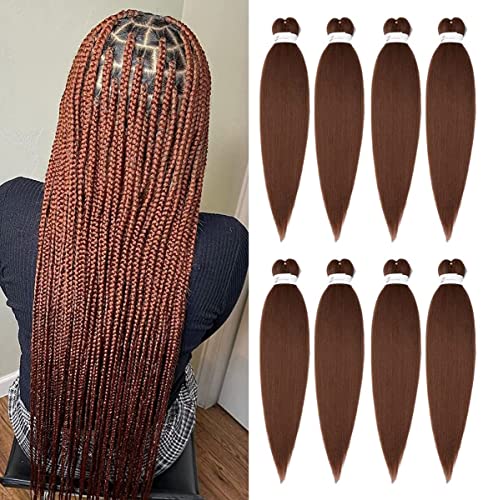 Ubeleco 8 Packs Pre-stretched Braiding Hair,36 Inch Braiding Hair Professional Soft Yaki Texture,No Itch, Hot Water Setting Hair Extensions for Braids (36in,30)
