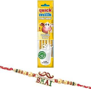 Quick Milk Magic Sipper Straw with Premium Bhai Rakhi | Rakhi Gift for Brother | Magic Sipper Straw | 12-picture-28