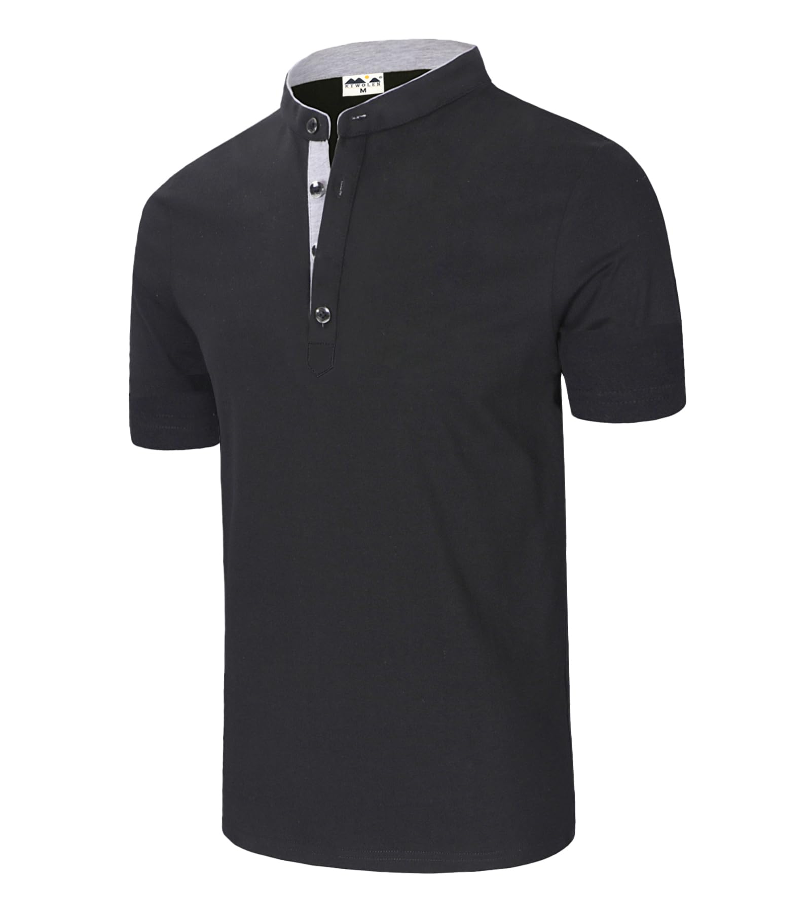 Męska letnia koszulka henley slim fit bawełna casual 3 guziki Henley koszulka z krótkim rękawem koszulki z okrągłym dekoltem topy jednolite