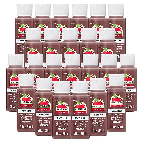Apple Barrel Acrylic Paint in Assorted Colors (2 oz), 20577, Barn Red (Pack of 24)