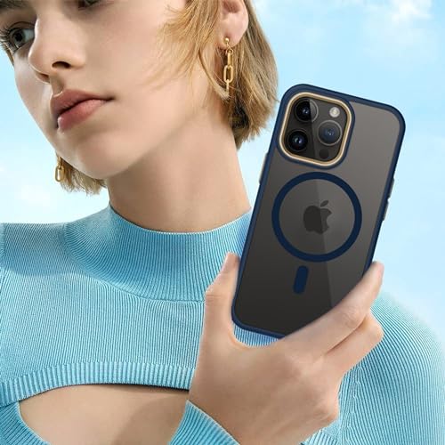 Image of iFAST Luxary Back Cover Case Compatible with iPhone 14 Pro Max | Magnetic Case Compatible with Magsafe Imported Soft Shokproof TPU and Hard Polycarbonate (PC) (Blue)
