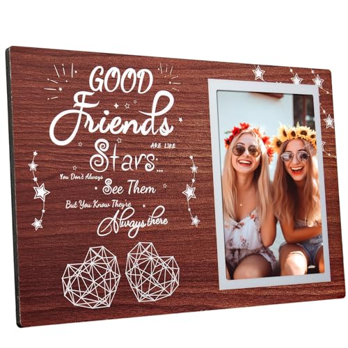 TOONGEEN Cornice portafoto per amici, regalo per lei/lui, 10 x 15 cm, in legno naturale, per compleanno, laurea, regalo commemorativo per donne, amiche, migliori amiche, sorelle, donne, ragazze