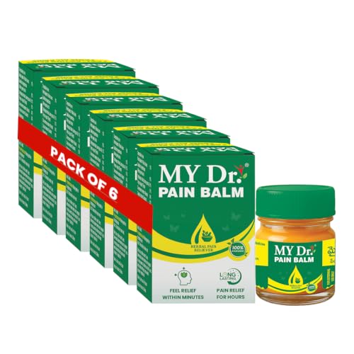 Image of MY Dr. Pain Relief Balm for Headache, Cold & Body Pain | Cooling and Warming Therapy | Ayurvedic Massage Balm | 14ml Pack of 6