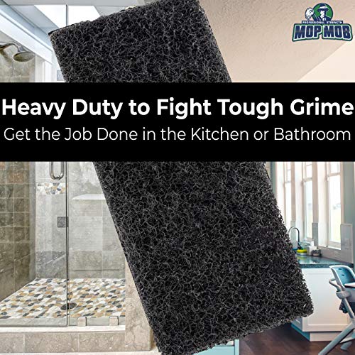 Heavy Duty XL Black Scouring Pad 5 Pack. 10 x 4.5in Large Multipurpose Nylon Scrubbing Sponges. Clean Bathrooms, Kitchens, Counters and Floors to Erase Grime and Make Surfaces Sparkle - Thumbnail 2