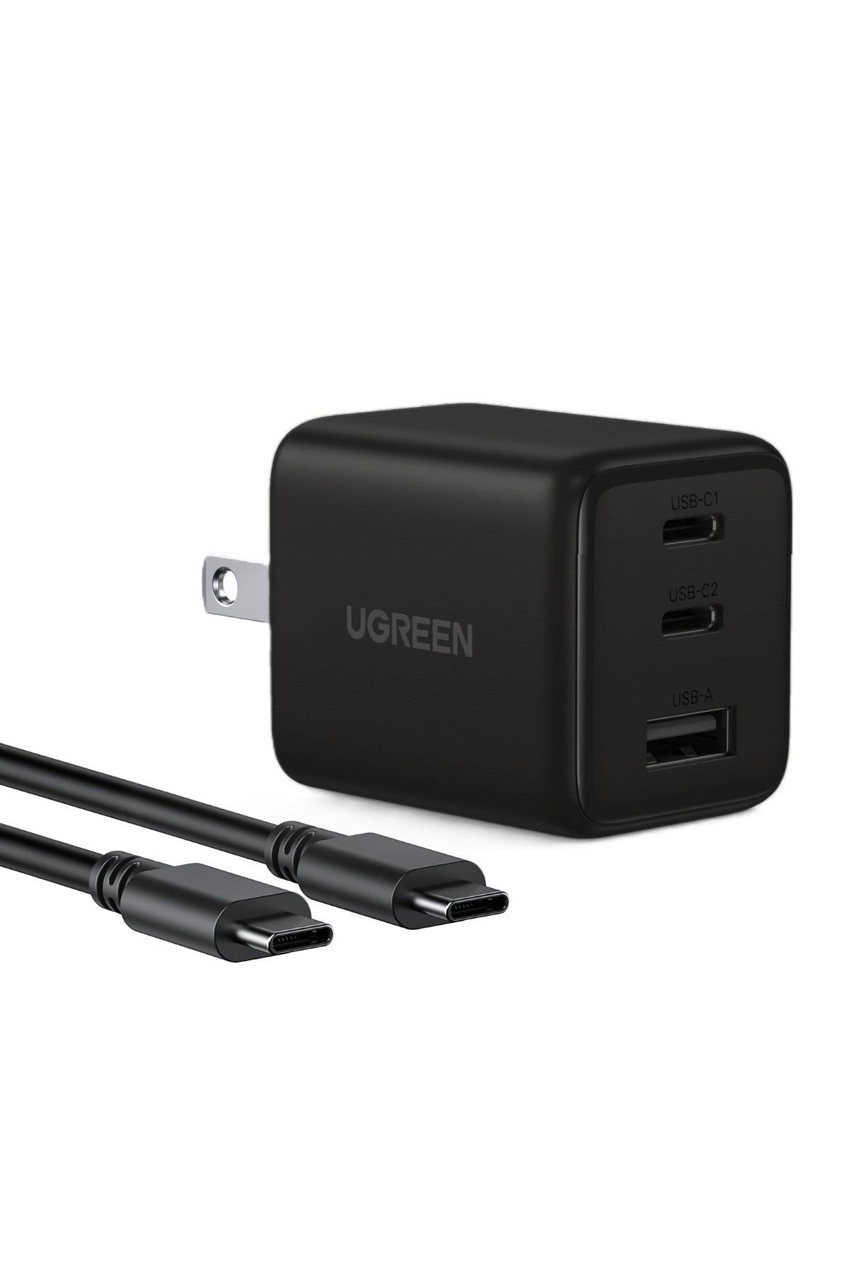 UGREEN 2 Pack 30W Charger for iPhone 17 Fast Charging, 3 Port GaN Charger Block with 6.6ft USB-C Cable for iPhone 17/Air/16/15/14, Galaxy S25/S24/S23, Pixel 10/9/8/7, iPad and More, Matt Bla