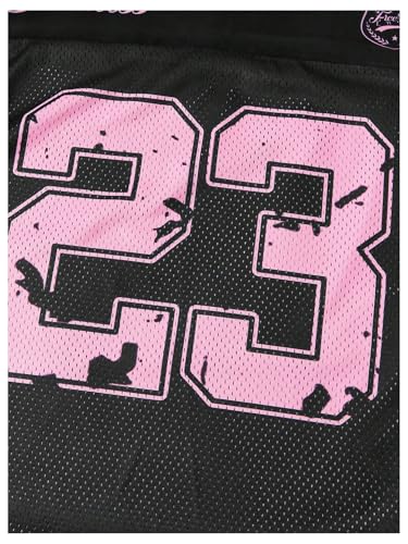 Image of WDIRARA Girl's Number Graphic Jersey Shirts Short Sleeve V Neck Tees Oversized T-Shirt Tops