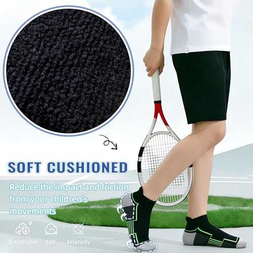 Image of SeeyAN Kids Socks Boys Ankle Athletic Half Cushioned Low Cut Sport Cotton Breathable Socks 6 Pairs