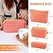 Gocvo 3 Pcs Makeup Bag Checkered Cosmetic Bag Large Capacity Traveling Toiletry Pounch Organizer Cute Makeup Brushes Aesthetic Accessories Storage Bag for Girls Women(Orange-Purple)