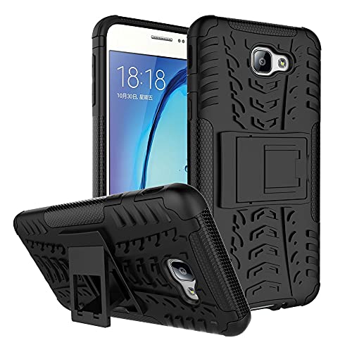 Phone Protection Protective Case Compatible with Samsung Galaxy ON5（2016）,TPU + PC Bumper Hybrid Military-Grade Rugged Case,Shockproof Phone Case with Kickstand phone accessory(Black)