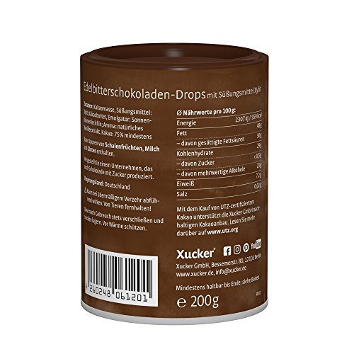 Xucker 3 x 200 g chocoladedruppels set, edele volmelk, wit, edelbitter - koolhydraatbewuste chocoladedruppels - met… - Afbeelding 5