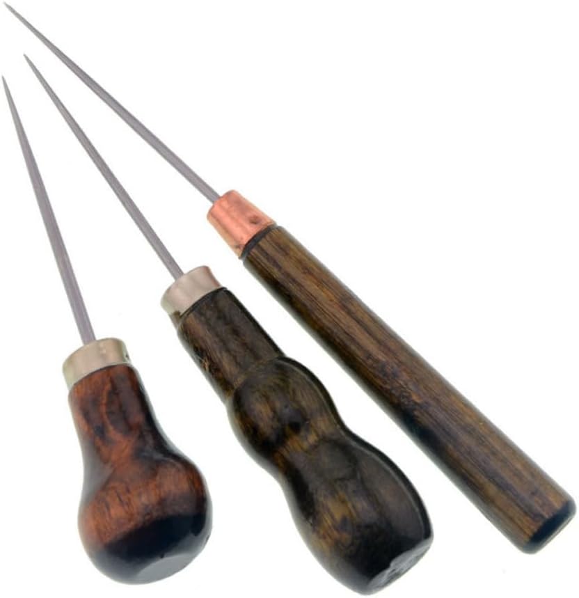 Gogogmee 6pcs Leather Craft Tools Sewing Awl DIY Sewing Accessory Kit Straight Tip Punch Tool for Homemade Shoes Carpenters