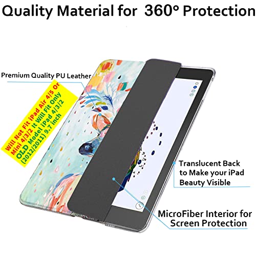 Image of DuraSafe Cases for iPad 2nd 2011 3rd 4th Gen 2012-9.7 Inch [iPad 4 iPad 3 iPad 2 Old Model ] A1458 A1416 A1395 MC705HN /A MD328HN /A MD333HN /A Ultra Smart Auto Sleep /Wake Printed PC Cover - Deer Print