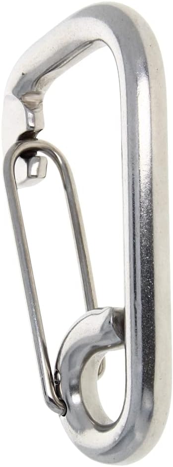 Yinpecly Spring Snap Hook 98.5x159.5mm(LxW)304 Stainless Steel Carabiner Steel Clips for Ropes,Clip Hooks for Keychain,Dog Leashes,Fishing, Camping,Silver Tone 1PCS