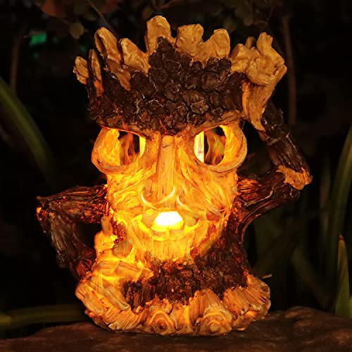 Pearlstar Solar Lanterns Flickering Flame Tiki Solar Lights Outdoor Figurine Decorative Solar Powered LED Lights Waterproof Outside for Patio Garden Yard Lawn Tabletop Auto ON/Off 1Pack(Tiki)
