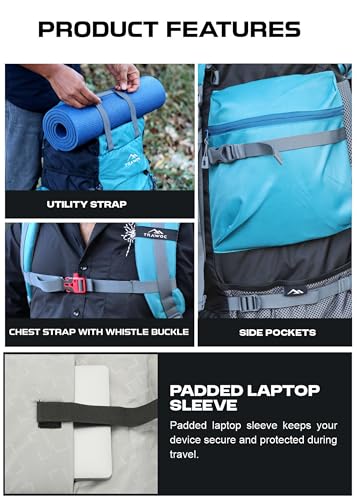 TRAWOC Peakpro 75L Blue Hiking Backpack SHAMROCK - Image 5