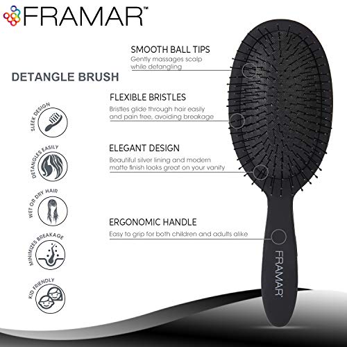 Framar-Wet-Hair-Brush-Detangler--Curly-Hair-Brush-Women-Detangle-Hair-Brush-Girls-Hair-Brush-For-Curly-Hair-Kids-Hair-brush-Tangle-Brush-Hair-Girls-Hairbrush-Womens-Hair-Brush-Black