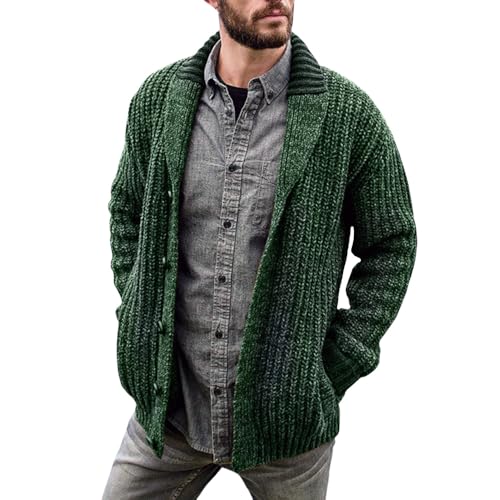 ZOCANIA Cardigan Sweaters for Men Cable Knit Sweater Shawl Collar Button Down Cardigans Casual Long Sleeve Mens Fall Sweater