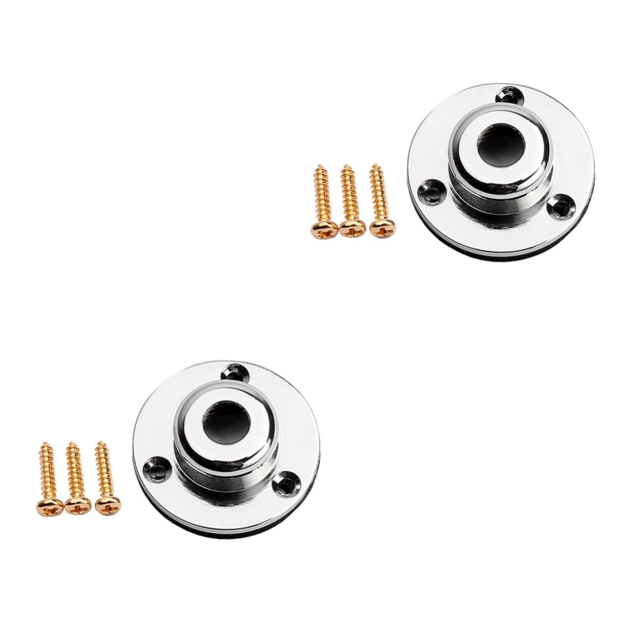 Abaodam 2pcs Guitar Strap Endpin Jack Acoustic Guitar Screw Mount Button Jack Plate Chrome
