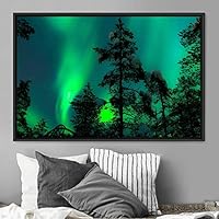 Framed Canvas Wall Art Dayspring Astronomy & Space Contemporary Cosmic Dramatic Green Group Photography Realism - 16x24 inches