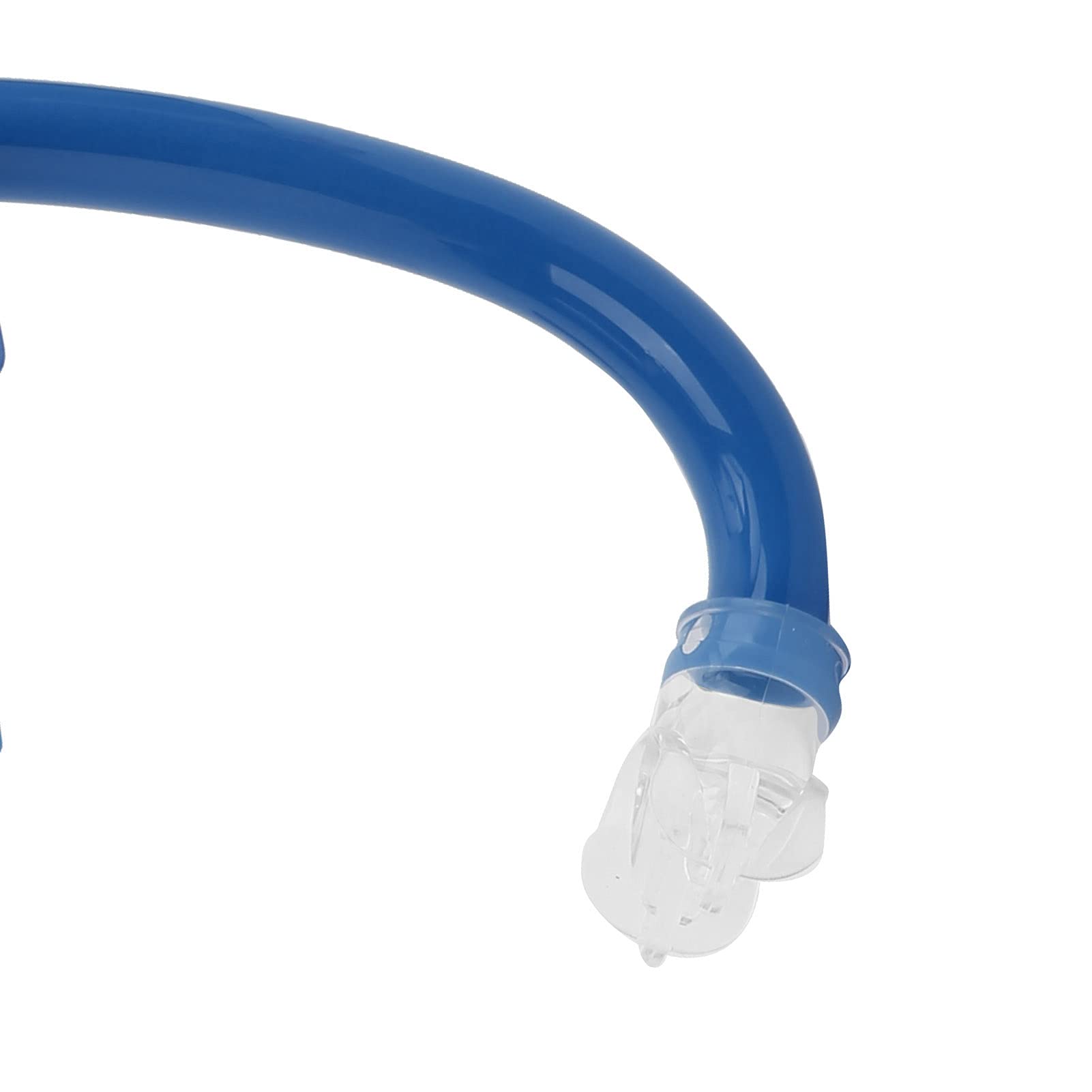 Snorkel Mounted on The Front with Silicone Nozzle for Swimming Training, Conical Tube, Adjustable Headband, Black (Blue)