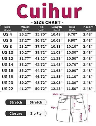 Cuihur Women's Summer High Waisted Denim Shorts Folded Hem Casual Short Jeans Navyblue S #TOP4