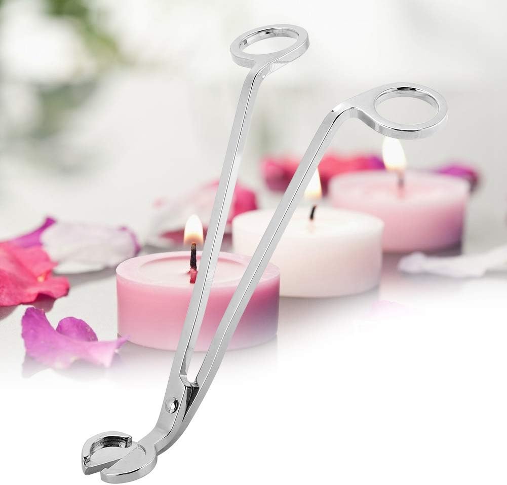 HERCHR 6.9in Stainless Steel Candle Wick Trimmer, Long Handle Candle Cutter with Wick Catcher, Polished Silver Wick Clipper Scissors for Deep Jar Candles, Soy Candles, Prevent Soot Buildup(Silver)
