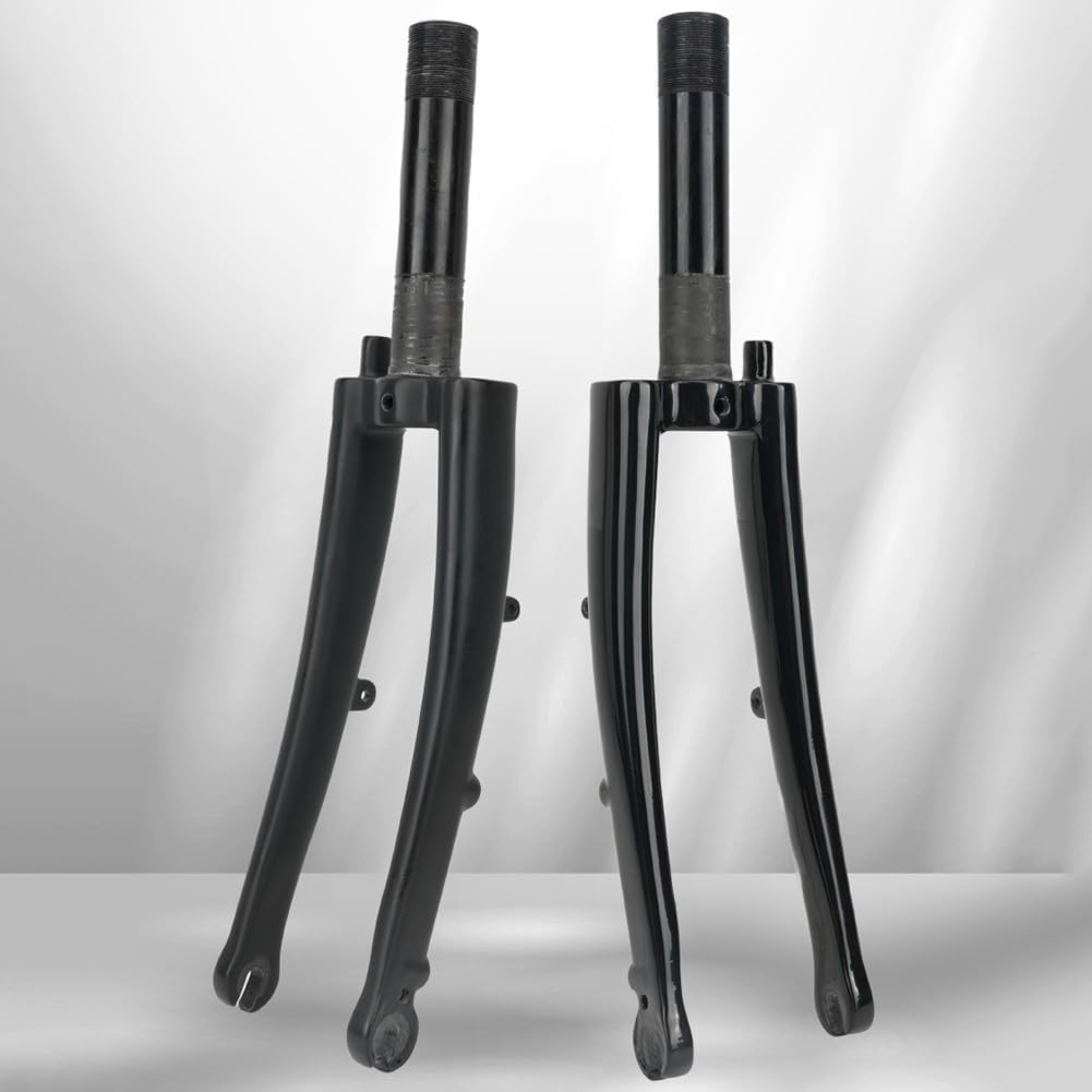 Przedni widelec z włókna węglowego z hamulcem tarczowym 74 mm do opon 16" 13/8, 114 i 355, lekki zestaw naprawczy (240 g), do turystycznego składanego roweru szosowego, czarny matowy