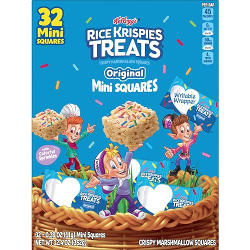 Image of Rice Krispies Treats Crispy Mini Marshmallow Squares, Easter Snacks, Cereal Bars, Original with Colorful Sprinkles, 12.4oz Box (32 Count) (Pack of 2)