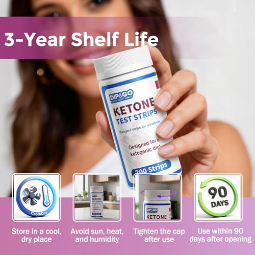 Image of DIP&GO Ketone Test Strips, 200 Keto Strips Urine Test, Fast & Accurate Keto Test for Ketosis, Low-Carb Diet Support & Weight Management