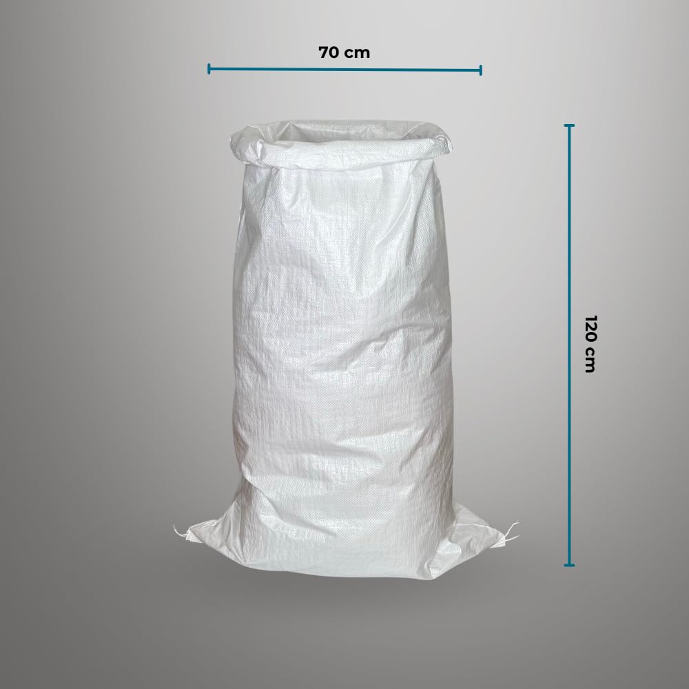 acquaverde | 50 Sacchi in Polipropilene 70x120 cm, Bianchi - Ideali per Raccolta di Olive, Patate e Cereali | Ottimi per Giardinaggio