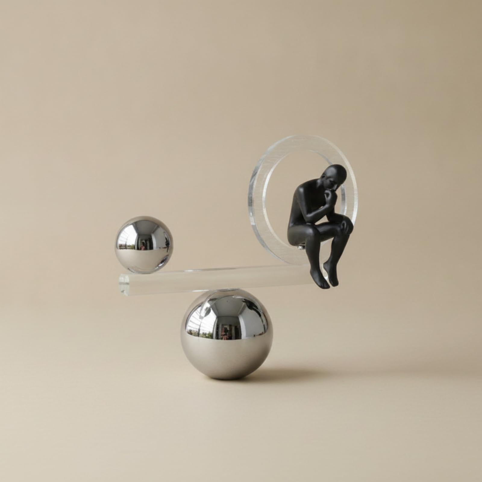 Scultura Trasparente Soprammobile con Figura Umana Moderna Statuetta Decorativa per Ufficio