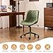 YOUNIKE Home Office Desk Chair with Wheels Armless Vanity Chair with Back Comfy Modern Leather Upholstered Rolling Task Chair Swivel Small Cute No Arms Wide Adjustable Ergonomic All Green